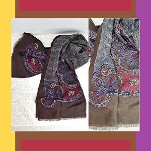 VINTAGE ~ OSCAR DE LA RENTA 1960s ~ "NOUVEAU" SCARF WRAP CHALLIS ~ SUPPLE LUXURY